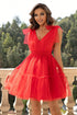 'Sienna' V-Neck Shoulder Mesh Dress - Celes Fashion
